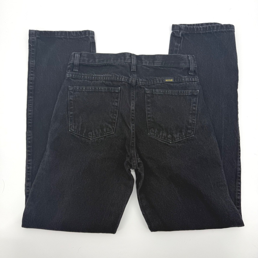 Vintage Rustler Mens Straight Leg Jeans Faded Black Denim 28x32 Workwear Classic